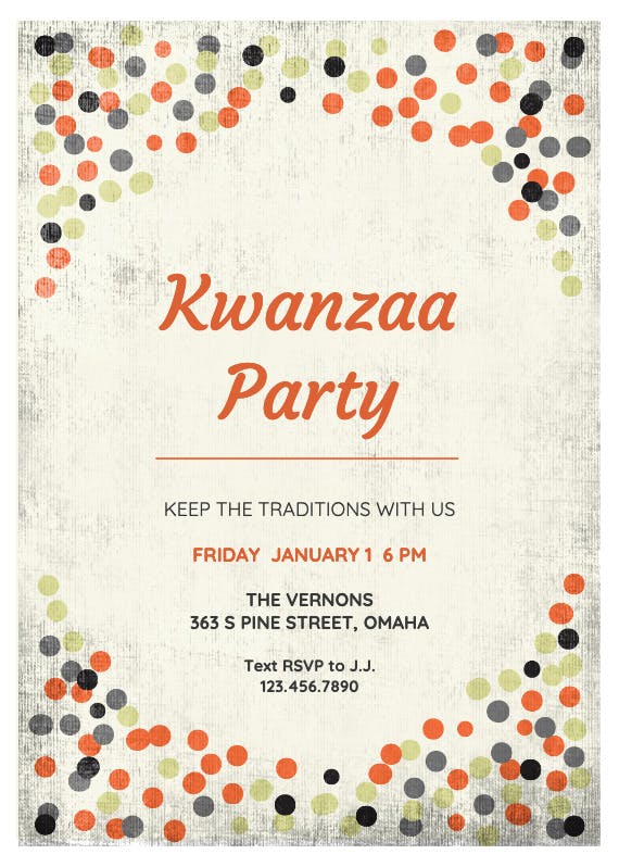 Rustic dots frame -  invitación de kwanzaa
