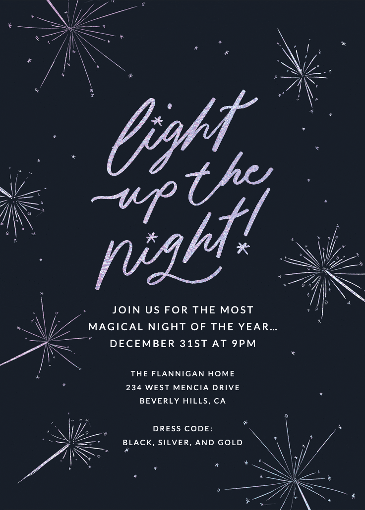 Sparklers - new year invitation
