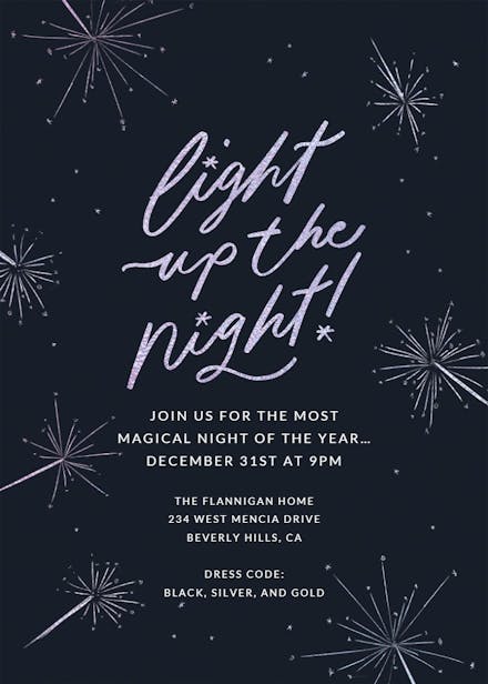 Sparklers - new year invitation