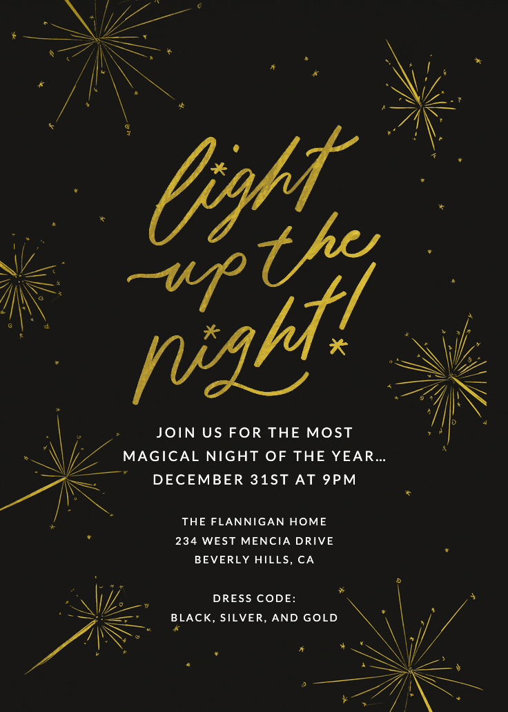Sparklers - new year invitation