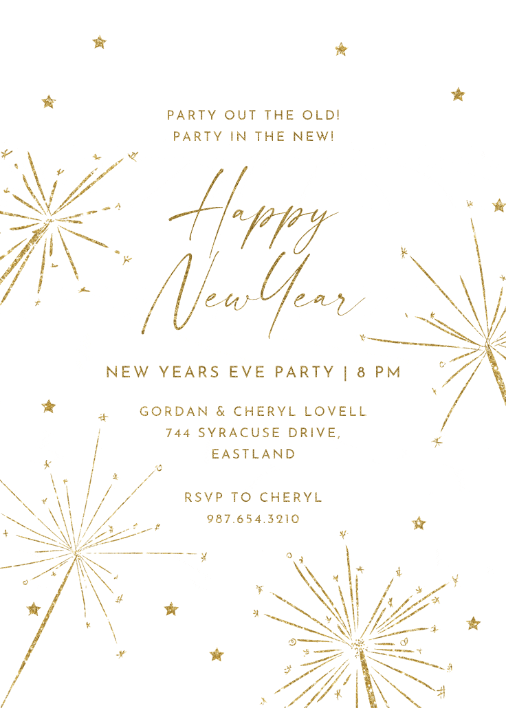 Sparkling night - invitación de año nuevo