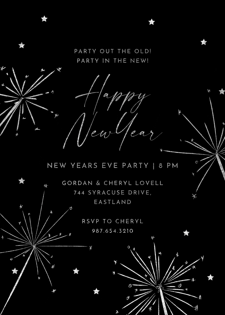 Sparkling night - invitación de año nuevo