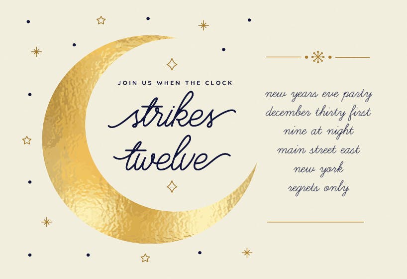 Strike of twelve - new year invitation