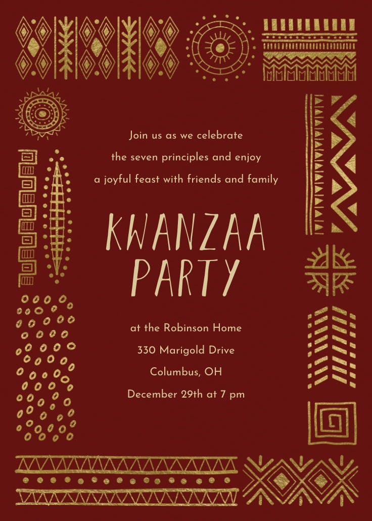 Tribal frame - invitación de kwanzaa