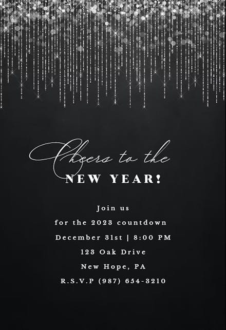 White string lights - New Year Invitation