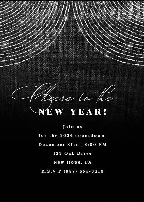 White string lights - new year invitation