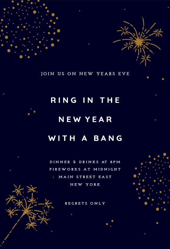 With a bang - new year invitation