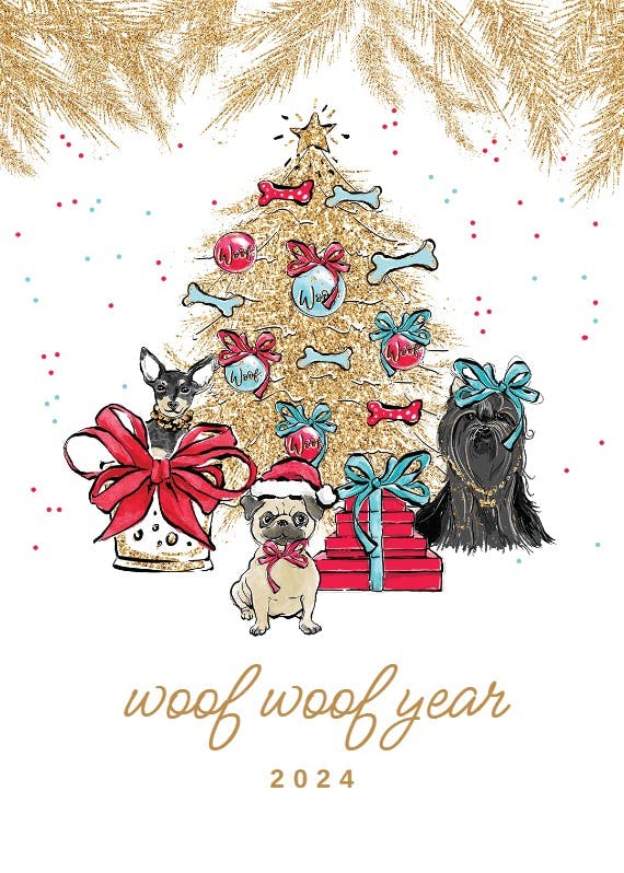 Woof woof year -  tarjeta de año nuevo