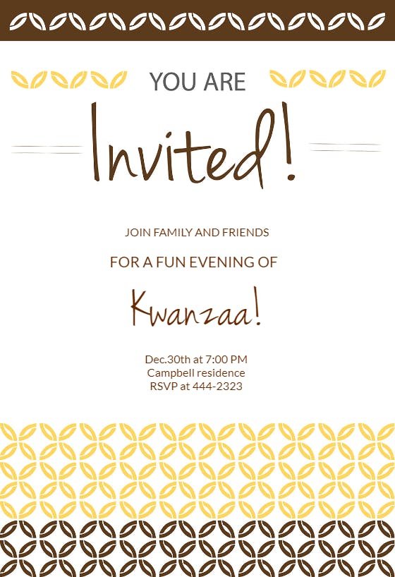 You are invited -  invitación de kwanzaa