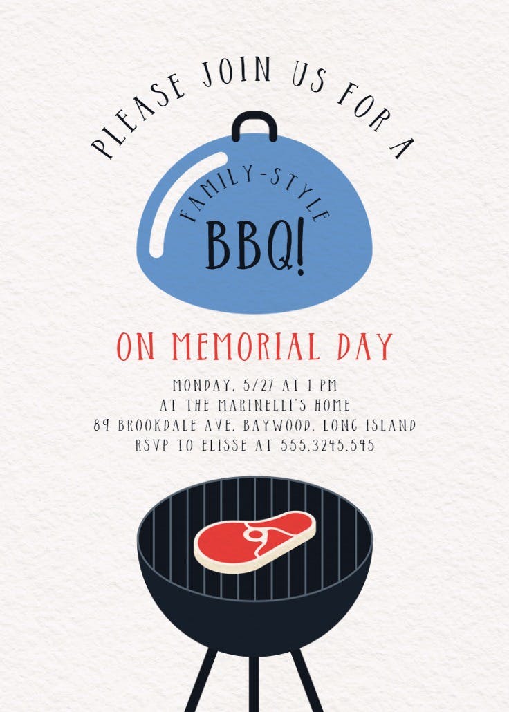 2d bbq - memorial day invitation