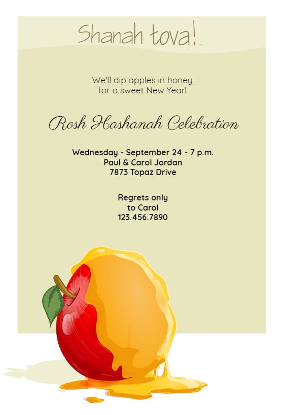 A sweet apple -  invitación para rosh hashanah