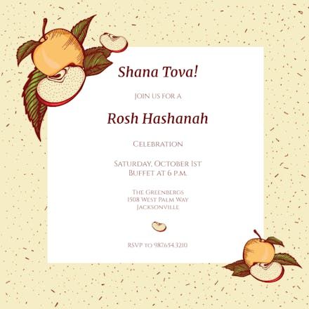 Apple Decoration - Rosh Hashanah Invitation