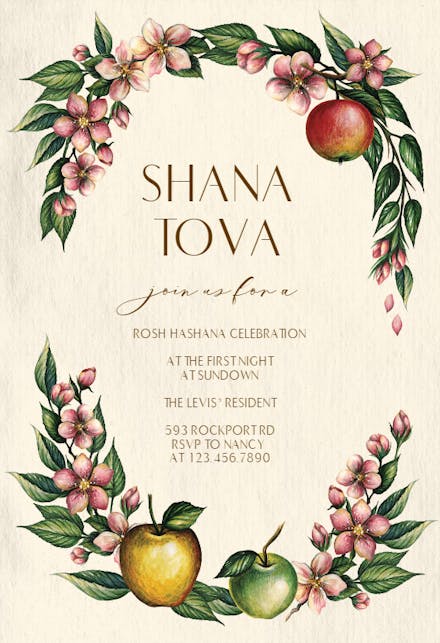 Apples and flowers - holidays invitation