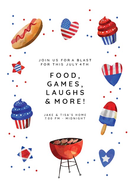 Bbq More 4th Of July Invitation Template Free Greetings Island