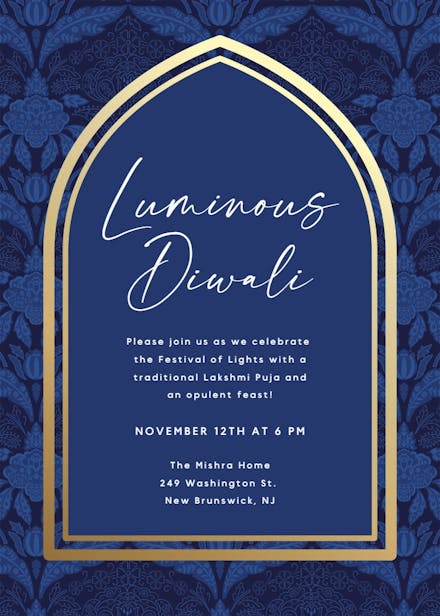 Blue classic patterns - holidays invitation