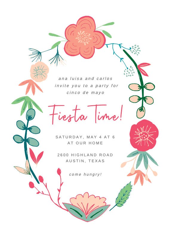 Buds and flowers -  invitación del cinco de mayo