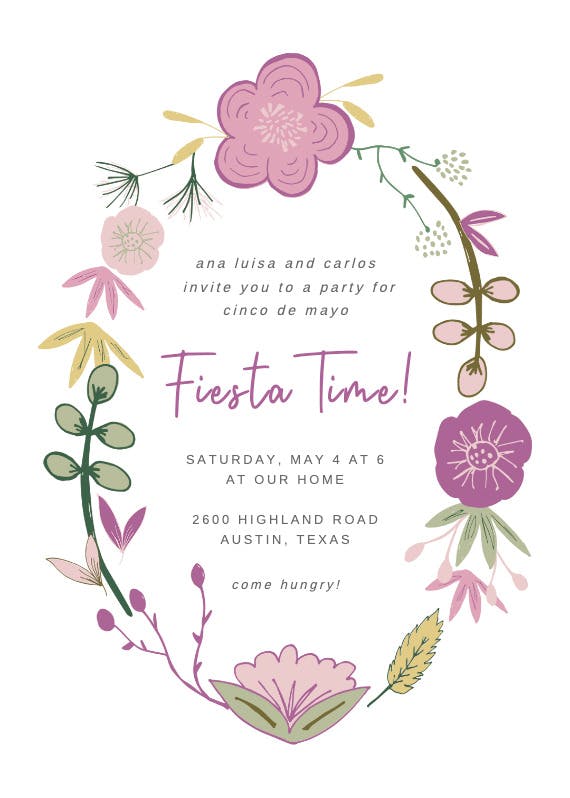Buds and flowers -  invitación del cinco de mayo