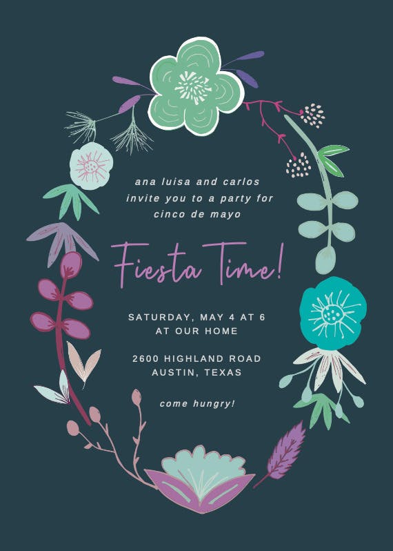 Buds and flowers - cinco de mayo invitation