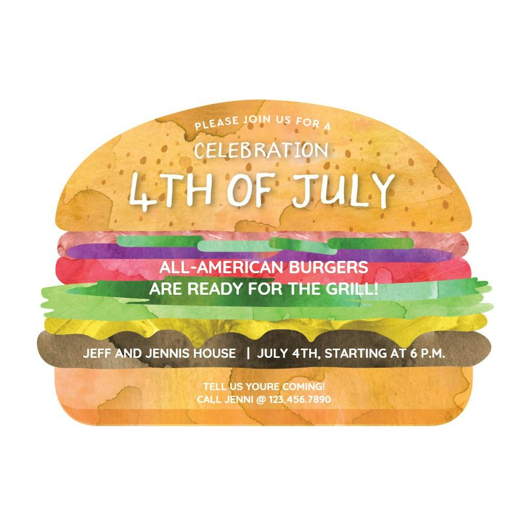 Burger - 4th of july invitation