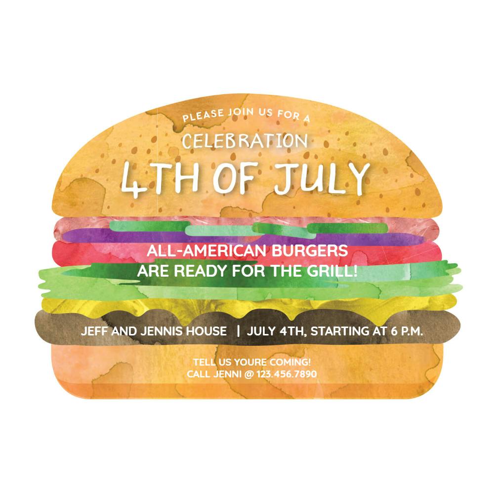 Burger -  invitación para el 4 de julio