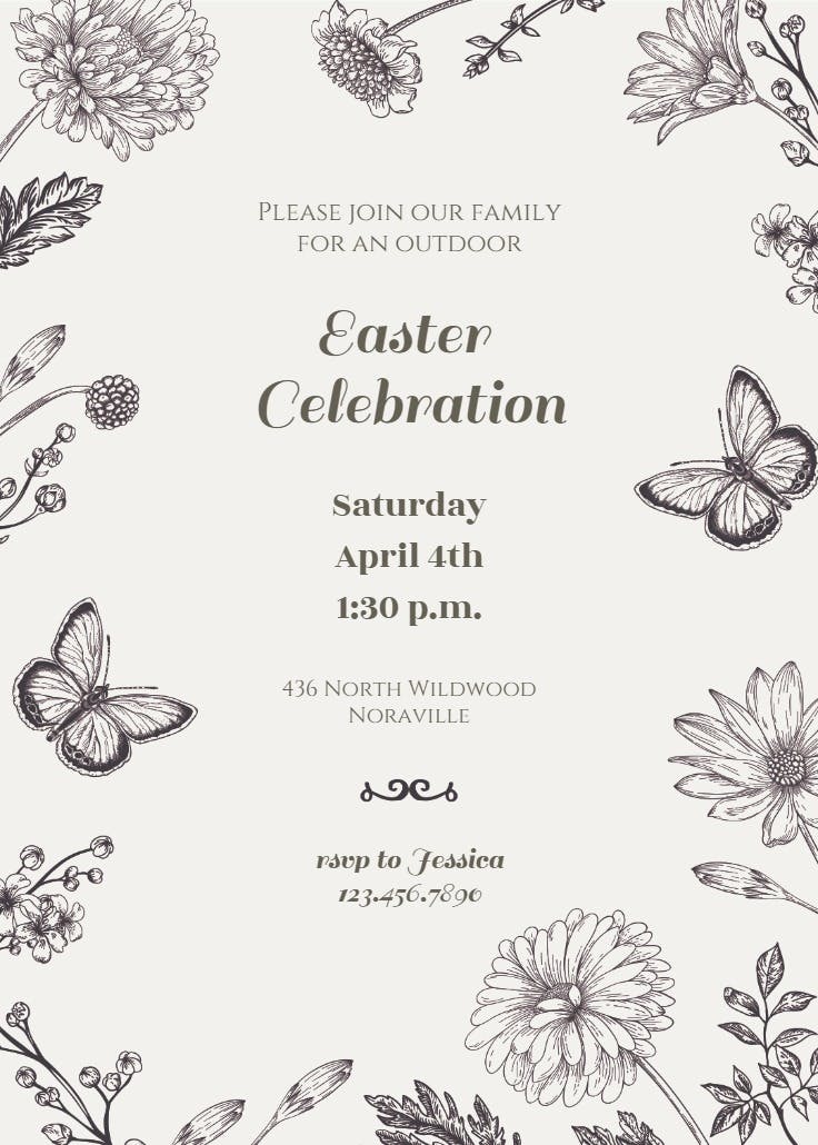 Butterfly garden - invitación de pascua