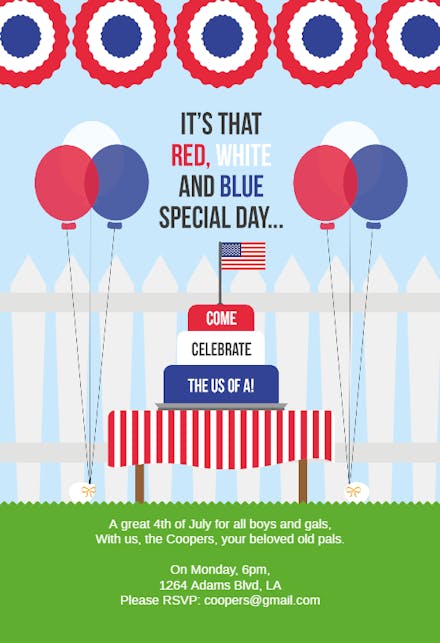 Celebrate The Us of A - 4th of July Invitation