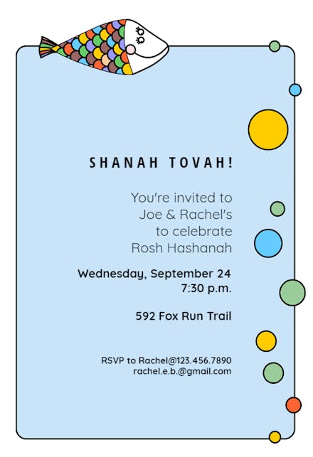 Colorful Fish - Rosh Hashanah Invitation