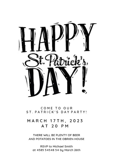 Cool calligraphy - St. Patricks day Invitation