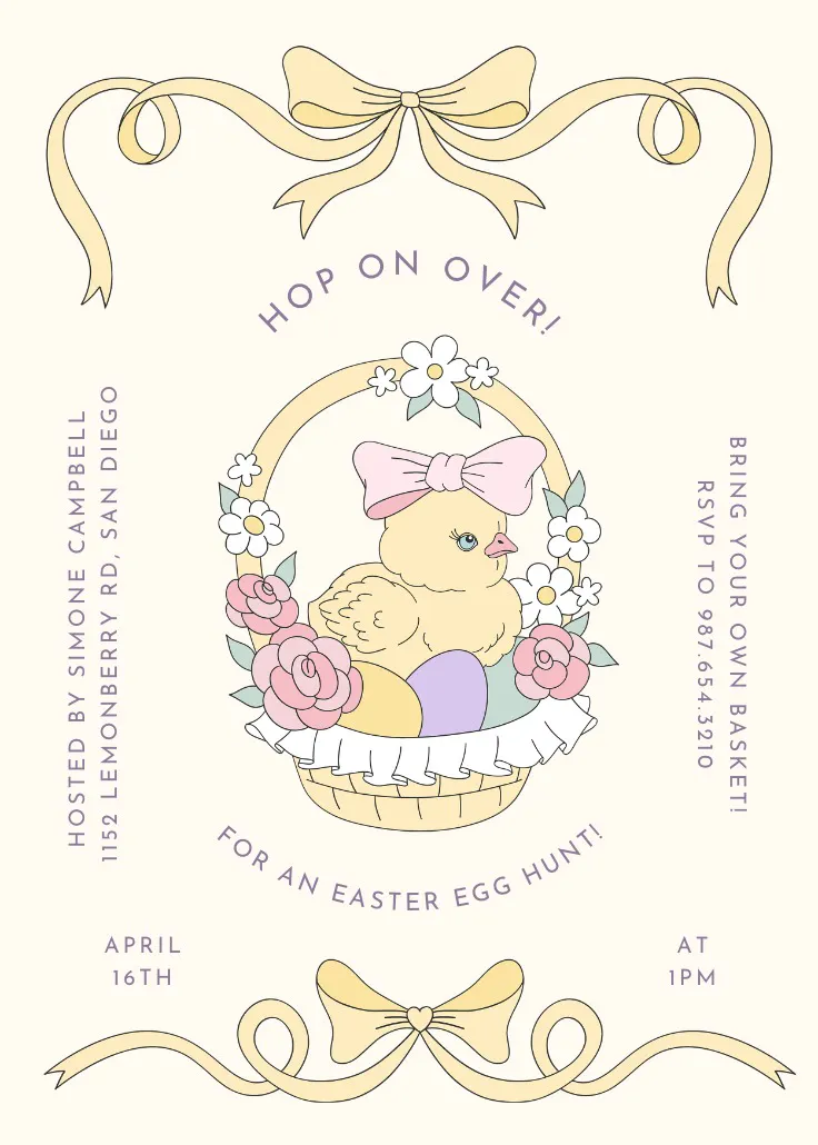 Cute basket - การ์ดเชิญอีสเตอร์