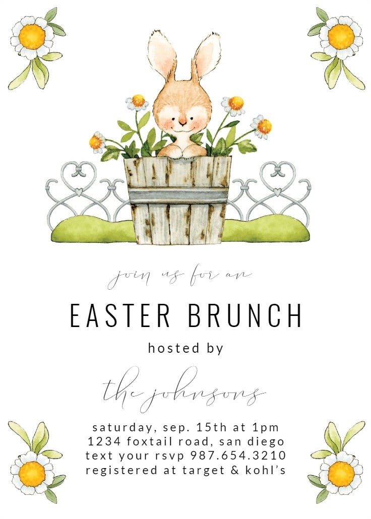 Cute bunnies - easter invitation