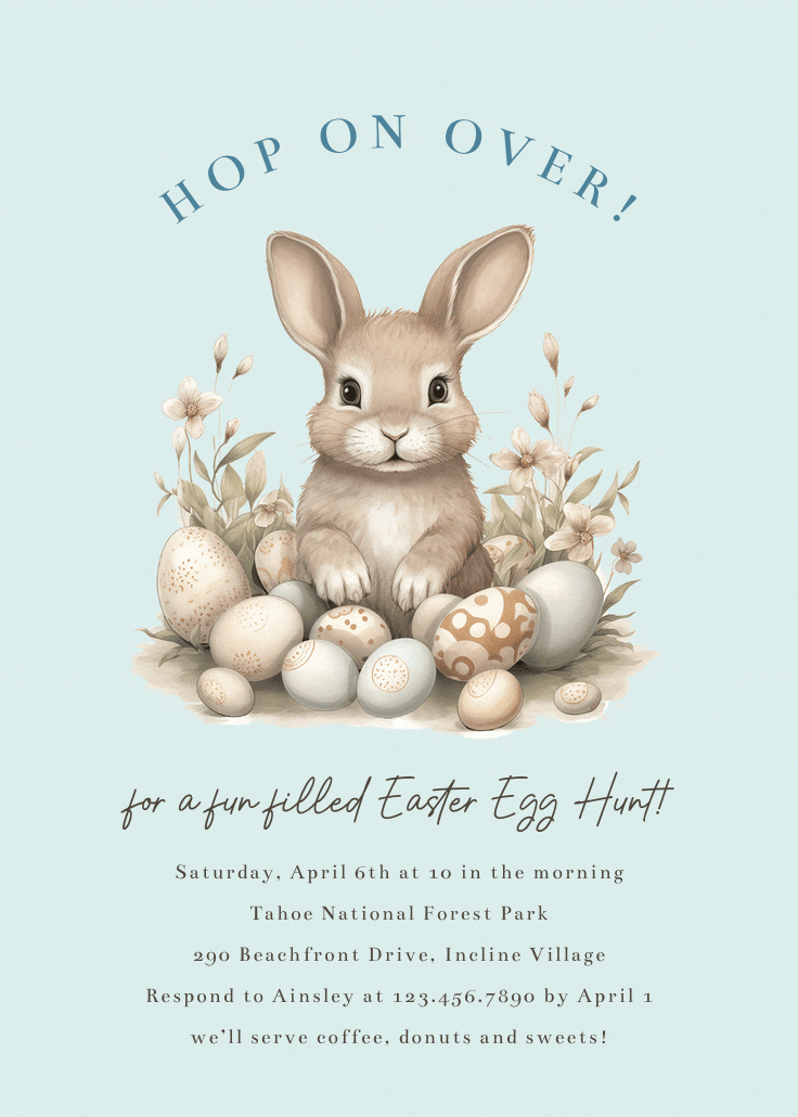 Cute bunny - easter invitation