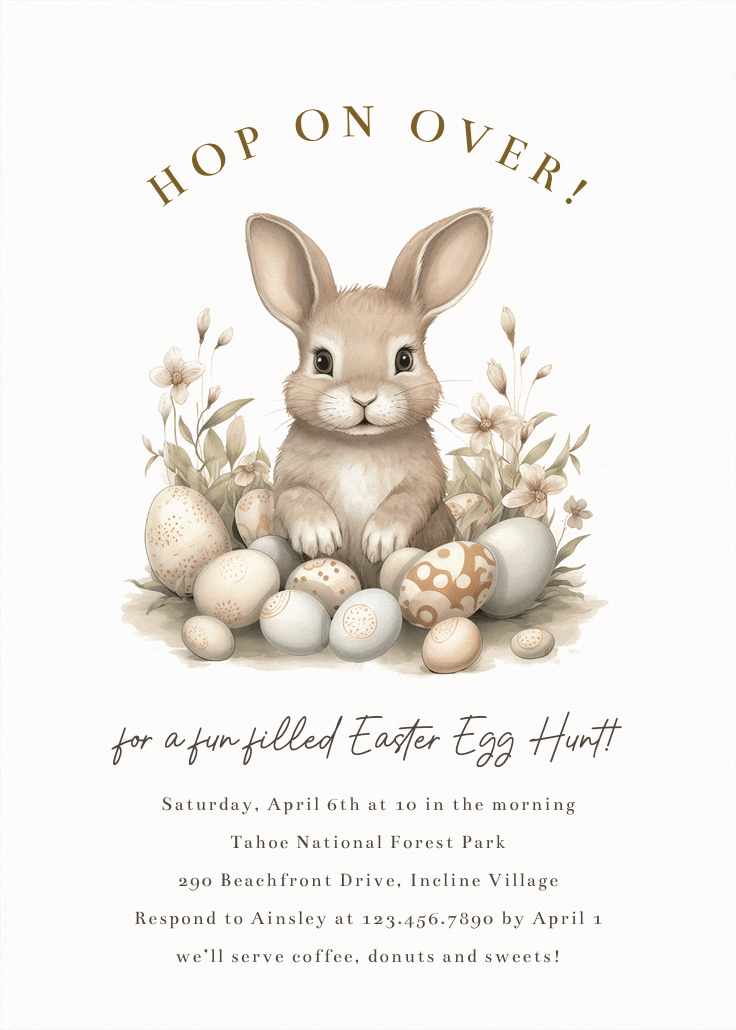 Cute bunny - easter invitation