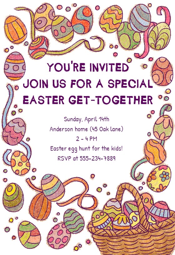 Decorative Eggs Easter Invitation Template Greetings Island