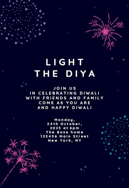 Diwali Fireworks - Diwali Invitation