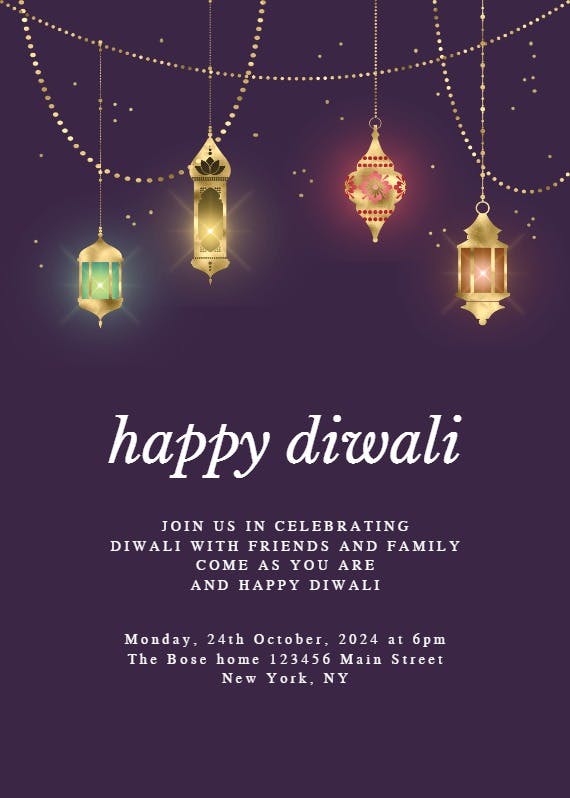 Diwali lights - invitación para el festival de diwali