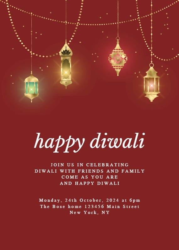 Diwali lights - invitación para el festival de diwali