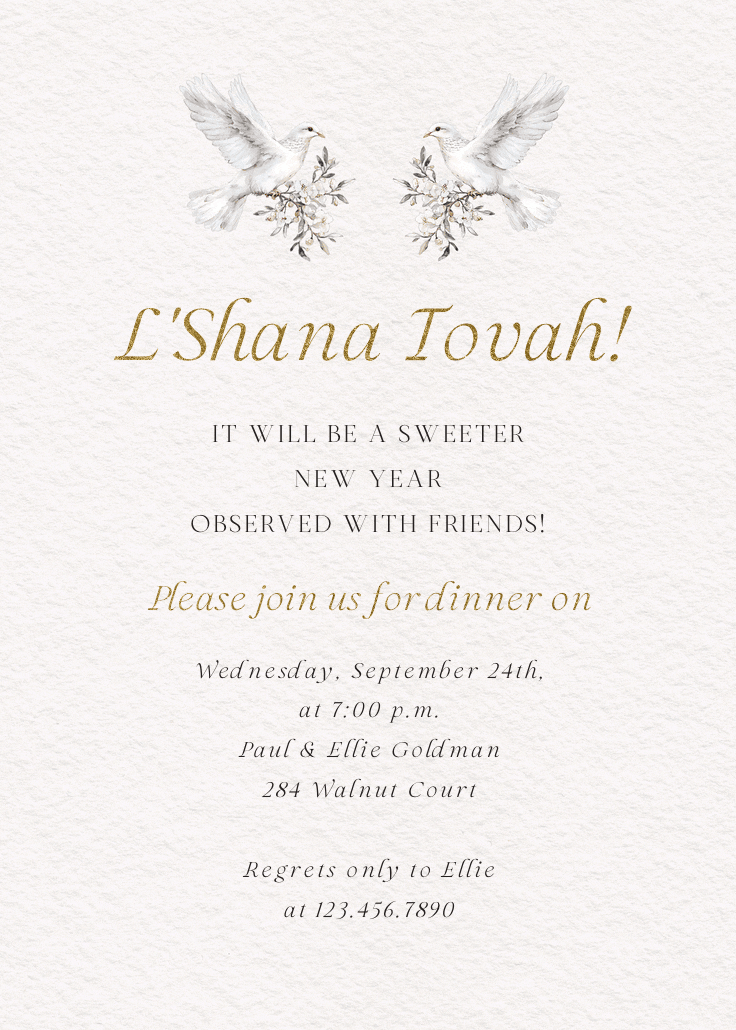 Dove-ly florals - invitación para rosh hashanah
