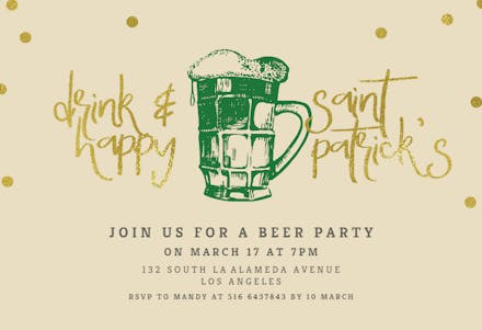 Drink and happy - St. Patricks day Invitation