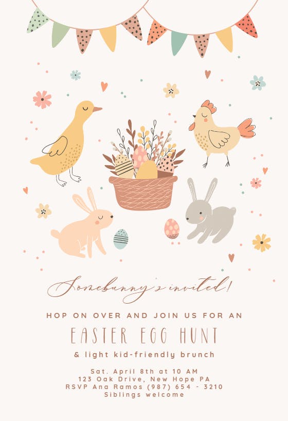 Easter egg hunt - easter invitation