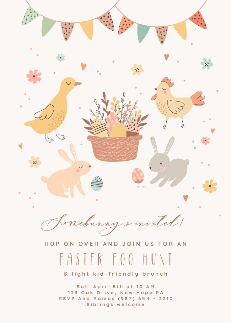 Easter egg hunt - invitación de pascua