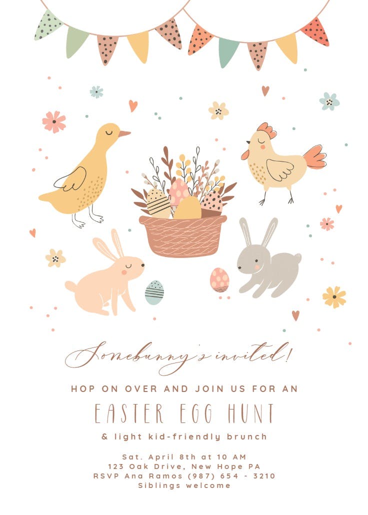 Easter egg hunt - invitación de pascua