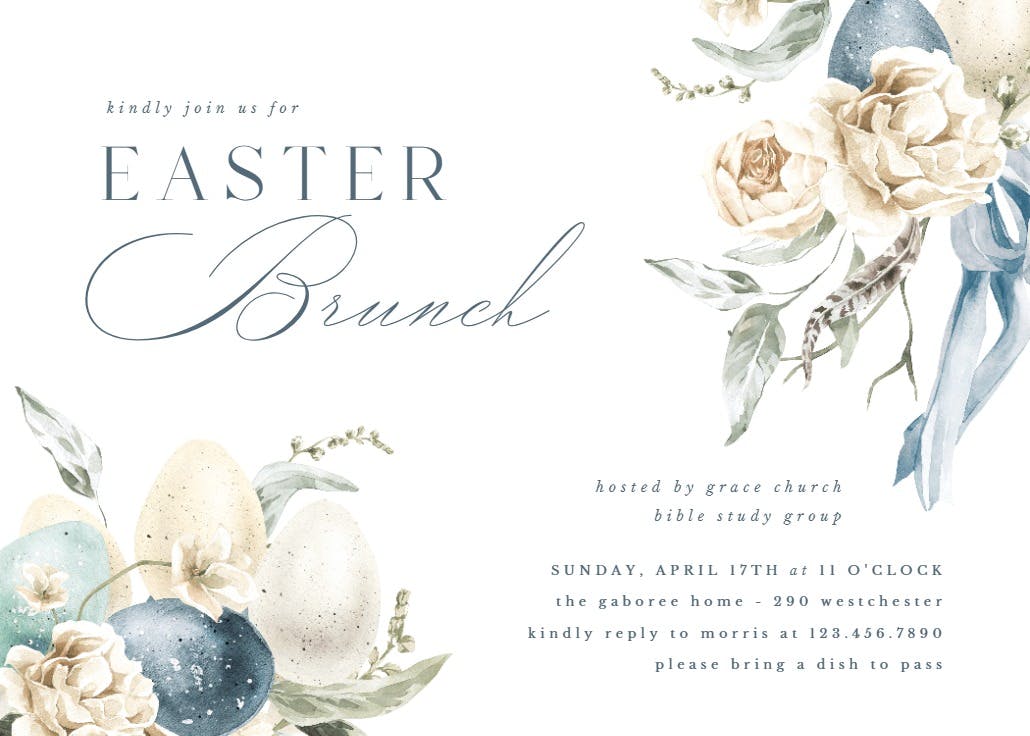 Easter eggs and flowers - invitación de pascua