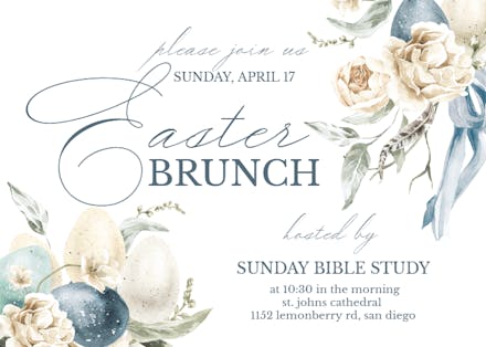 Easter Eggs and Flowers - Easter Invitation