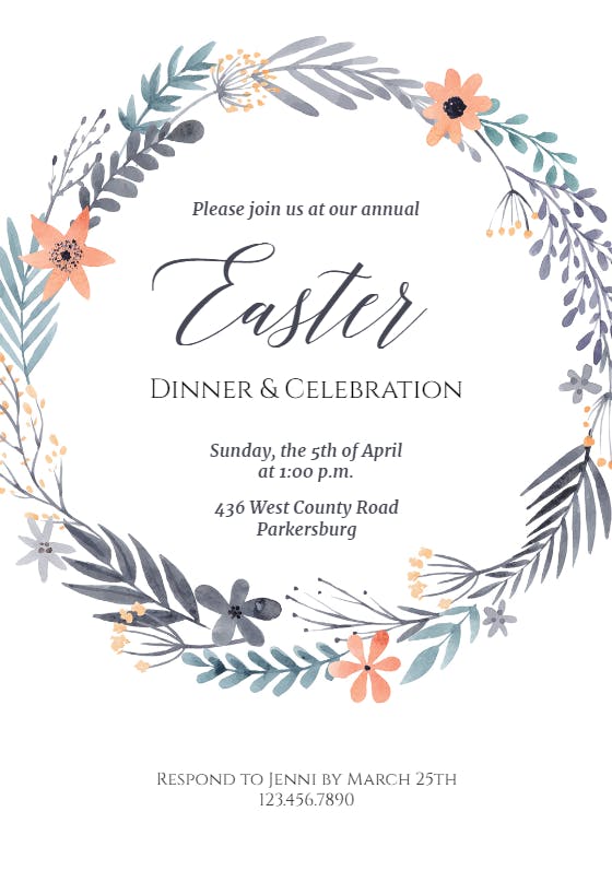 Easter wreath - holidays invitation