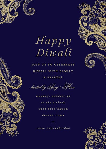 Elegant diwali - diwali invitation