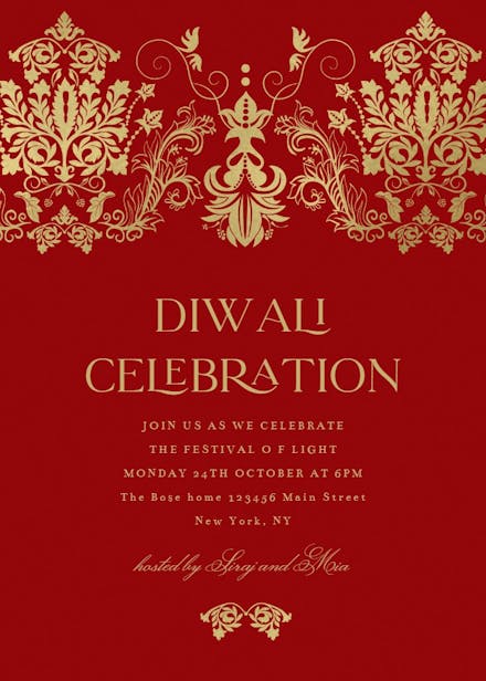 Elegant diwali - diwali invitation