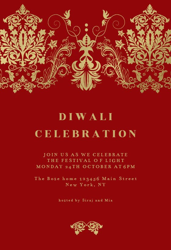 Elegant diwali - invitación para el festival de diwali