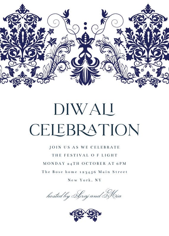 Elegant diwali - invitación para el festival de diwali