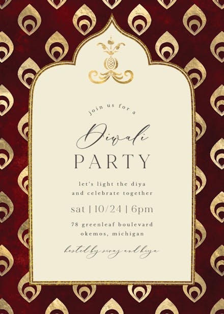 Elegant emerald peacock - holidays invitation