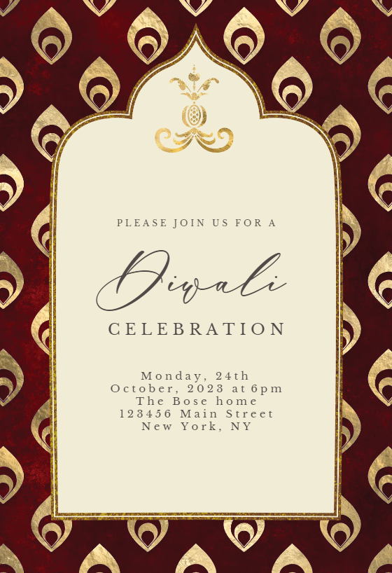 Shiny Ganesh - Diwali Invitation Card Template (Free) | Greetings Island